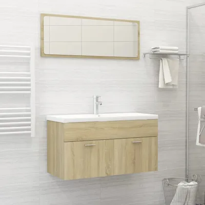 Produktbild von Möbel 2-tlg. Badmöbel-Set Sonoma-Eiche Holzwerkstoff - Badezimmer 804803