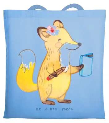 Produktbild von Mr. & Mrs. Panda Baumwolltasche Auszubildende Herz - Sky Blue - Geschenk, Schultasche, Beginn Der Ausbildung, Abschlussprüfung, dokumententasche, Tasche, Stoffbeutel