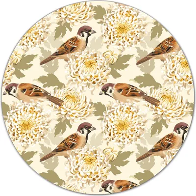 Produktbild von Glas-Herdabdeckplatte Glaskeramikkochfeld-Abdeckung Schneideplatten - 40 cm - Gold Vögel & Blumen