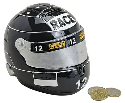 Productafbeelding van Zwarte Motorhelm Spaarpot van Polyresin