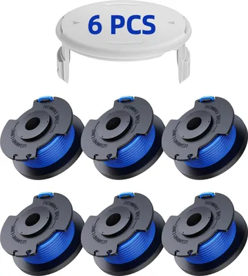 Obrázek produktu pro 6er-Pack Edge Cutting Wire Coils-Ersatzteile für Ryobi One + AC14RL3A 18 V, 24 V, 40 V Edge Cutting, Coil Ø 1,6 mm, Dänge 20,11 m (6 cívek pro řezání hran, 1 kryt)