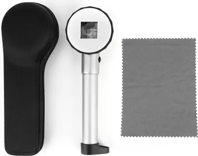 Obrázek produktu pro 10x lupa se stupnicí, LED osvětlením, kovovou rukojetí a optickou čočkou pro čtení a kontrolu šperků