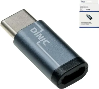 Produktbild von DINIC USB-Adapter, USB-C Stecker auf Micro-USB Buchse, Grau