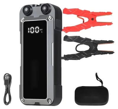 Image de Batterie externe de démarrage pour voiture - Appareil de démarrage avec courant de crête de 4000 A - Pour moteurs jusqu'à 10 l d'essence/8 l de diesel - Lampe torche LED - Charge rapide - Protections multiples - Portable