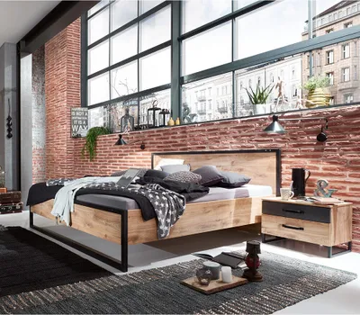 Produktbild von Schlafzimmer Set 3-tlg. DAVENPORT-43 mit Bett 160x200 in Eiche