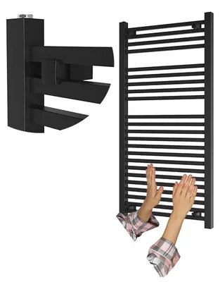 Obrázok produktu pre Granitan - Kúpeľňový radiátor - Rebríkový radiátor 120x60 cm - Radiátor čierny - 667 W - BERGEN