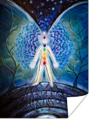Produktbild von MuchoWow® Poster Illustration mit der Energie der sieben Chakren 60x80 cm - Schlafzimmer Dekoration