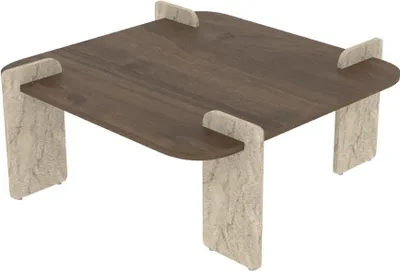 Immagine prodotto di Tavolino in legno "Afrolli" - 90 x 90 x 35 cm - Marrone