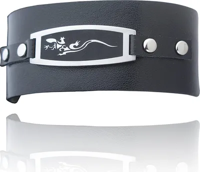 Produktbild von Karisma Leder Armband Schwarz Mit Edelstahl Platte Gecko PVD Schwarz Breite 30mm - Männerschmuck