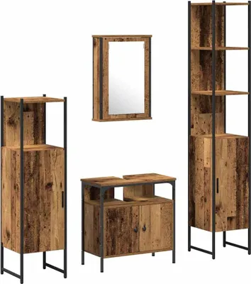 Immagine prodotto di Set di mobili per il bagno con lo scaffale 4 pcs Legno vecchio