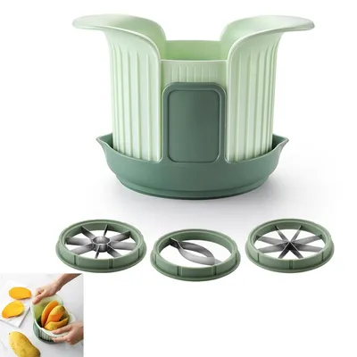 Produktbild von Obstspalter,3-in-1-Schneider und Entkerner, speziell für Äpfel,Mangos und Tomaten,aus Edelstahl,praktisch zum Entfernen des Kerngehäuses und Schneiden