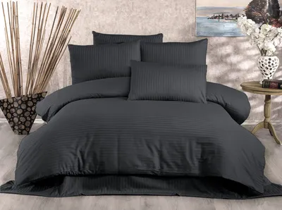 Produktbild von L'Essentiel Linge de Maison, Lilyum - Anthracite, King-Size-Bettbezug-Set (FR), 70 % POLYESTER / 30 % BAUMWOLLE, Anthrazit, 240 x 220 cm