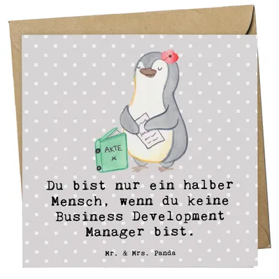 Produktbild von Mr. & Mrs. Panda Grußkarte Business Development Manager Herz - Grau Pastell - Geschenk, doppelkarte, Klappkarte, anlasskarte, Glückwunschkarte, faltkarte