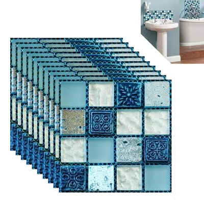Produktbild von Fliesenaufkleber 10 Stück – Selbstklebende Fliesenfolie 10 x 10 cm – Wasserfest & hitzebeständig – Dekorfolie für Küche, Bad & Wohnzimmer