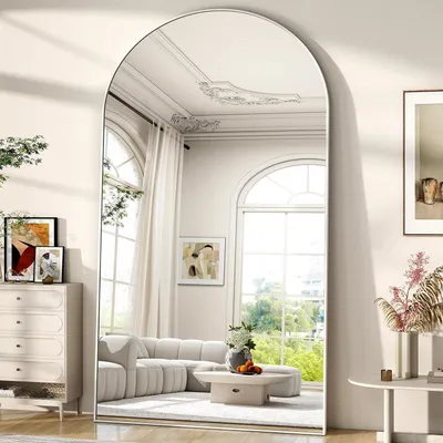 Produktbild von Ganzkörperspiegel Standspiegel 218x102 cm Bogen Weiß Hängend oder lehnend mit Ständer