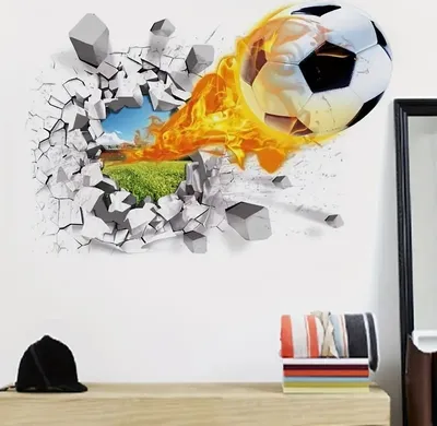 Produktbild von GKA XL Fußball mit Feuerschweif GK65 Wandtattoo für Fußballfans Jungen Kinder Wandaufkleber Wandsticker Feuer