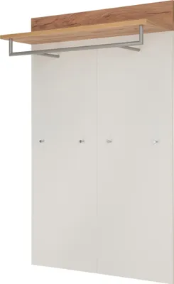 Produktbild von Garderobenpaneel "407" in weiss | braun. Abmessungen (BxHxT) 96x147x29 cm