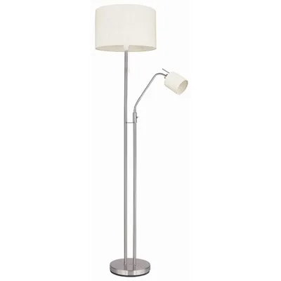 A floor lamp with a main light and a reading light.