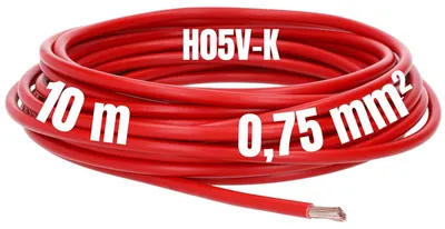 Immagine prodotto di Kalitec 10 metri H05V-K 0,75 mm² rosso Cavo di cablaggio I Cavo conduttore I PVC unipolare I Filo a trefoli 0,75 mm2 I Cablaggio a filo sottile I Conduttore singolo flessibile I Cavo unipolare I Filo di commutazione ignifugo