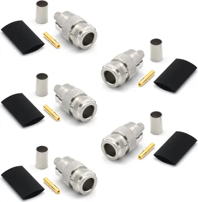 Obrázek produktu pro N Buchse LMR240 LMR-240 RG59U RG8X RG-8X RF-Koaxialkabel-Bulkhead Stecker vernickelt mit vergoldetem Stift (5er-Pack)