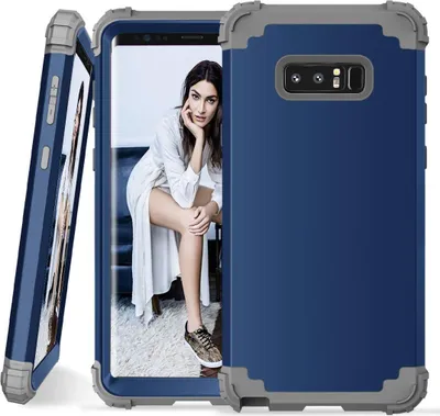 Produktbild von Galaxy Note 8 Hülle, LaimTop Heavy Duty 3 in 1 Hybrid Hart PC Flexibel TPU Silikon Stossfest Kratzfest Tasche Schutzhülle für Samsung Galaxy Note 8 Navy blau