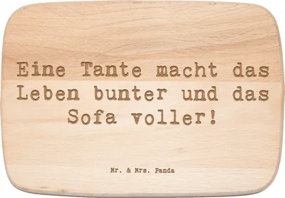 Produktbild von Mr. & Mrs. Panda Holzbrett Spruch Bunte Tante - Transparent - Geschenk, Geschenke, herzerwärmende Sprüche, Nichte, Holzbrettchen, Schneidebrett, Frühstücksbrett, Herz