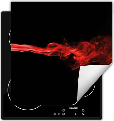 Produktbild von DarHaus Herdabdeckplatte 50x52 cm Anti Rutsch Matte Aufrollbar, rot - schwarz