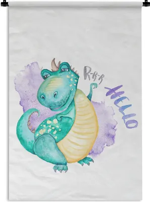 Produktbild von MuchoWow® Wandteppich Wandbehang Kinderzimmer - Dinosaurier - Weiß - Jungen - Mädchen - Kinder 90x135 cm Tapisserie Dekoration Wandtuch - Baumwolle - Wandskulptur
