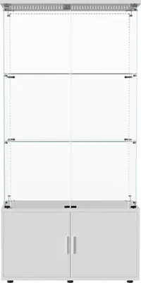 Produktbild von LED Glasvitrine - Vitrinenschrank mit 3 Böden - Doppeltür - LED Lichtleisten - 78 x 35 x 164 cm - Weiß