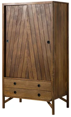 Produktbild von MASSIVMOEBEL24.DE Kleiderschrank Mango 100x60x180 braun geölt / Griff schwarz LOS ANGELES #111