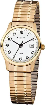Produktbild von Regent F 886 Damen-Armbanduhr, Edelstahl-Gehäuse, Metall-Armband
