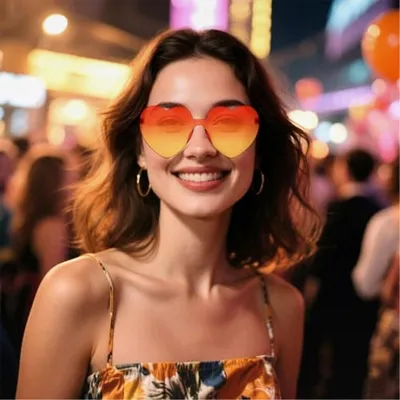 Produktbild von 2er Set Herz Sonnenbrille für Frauen mit orangen Gläsern, lustige Partybrillen für Hochzeiten, Fasching und mehr