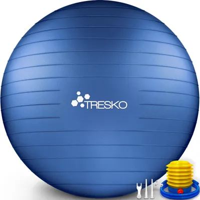 Produktbild von TRESKO Gymnastikball (Indigoblau, 75cm) mit Pumpe Fitnessball Yogaball Sitzball Sportball Pilates Ball Sportball