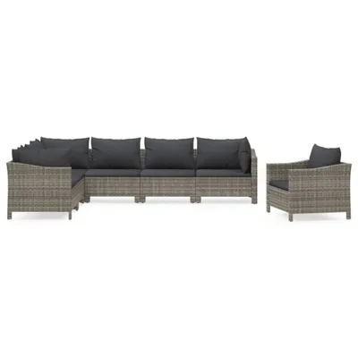 Produktbild von vidaXL 7-tlg. Garten-Lounge-Set mit Kissen Grau Poly Rattan