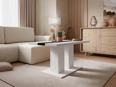 Produktbild von MIRJAN24 Couchtisch Joshua, Stilvoll Kollektion, Wohnzimmer Kaffeetisch, Sofatisch (Farbe: Weiß / Weiß + Schwarz)