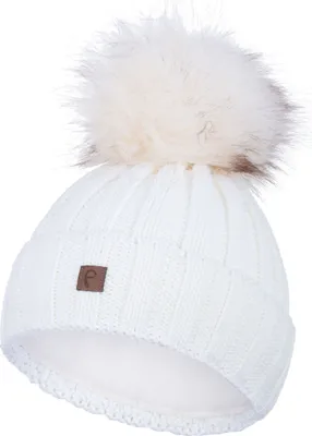 Produktbild von Faera Bommelmütze Wintermütze Strickmütze Herren Damen Fleece Futter Beanie Mütze 79, Farbe:Weiß