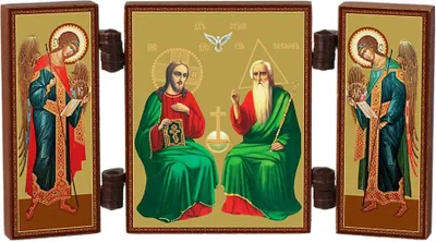 Produktbild von Ikone - Heilige Dreifaltigkeit christliche reise Altar holz Triptychon