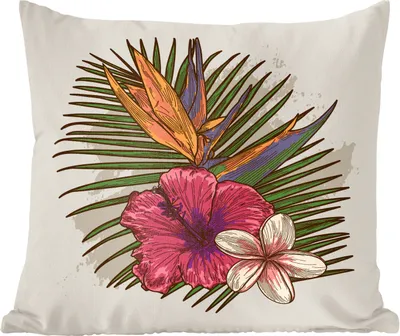 Produktbild von MuchoWow® Zierkissen Sofakissen Wohnzimmer Dekokissen 45x45 cm Blumen - Pastell - Tropisch - Schlafpolster - Polster für das Sofa