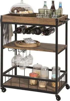 Obrázok produktu pre Kuchynský vozík – kuchynská skrinka – vinotéka – regál na poháre – 79 x 40 x 90 cm