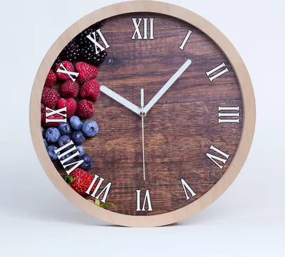 Produktbild von Holzuhr 30fi cm wanduhr - weiße Spitzen - Waldfrüchte