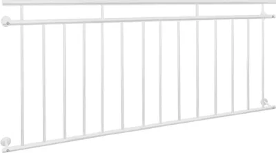 Zdjęcie produktu dla ECD Germany Balkon francuski, 90x225 cm, z 14 prętami wypełniającymi, biały mat i szorstka, malowana proszkowo stalowa balustrada balkonowa