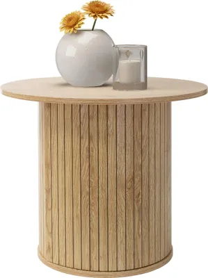 Produktbild von ML-Design Couchtisch rund Ø60x50 cm Holz-Optik Braun Wohnzimmertisch mit überstehender Tischplatte Beistelltisch Kaffeetisch Sofatisch für Tee, Kaffee