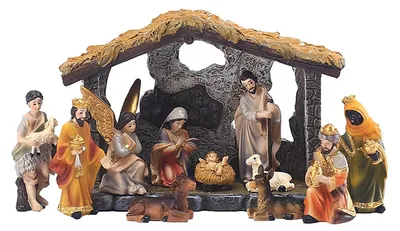 Krippenfigur Geburt Jesu, Harz, 20,5x6,5x15,5 cm, Weihnachtsdeko