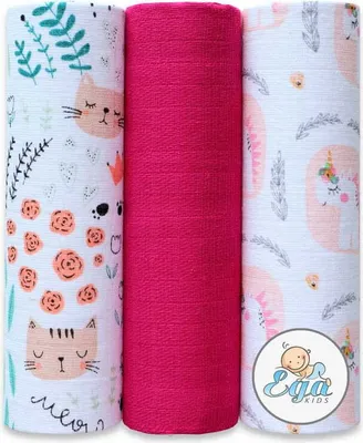 Produktbild von Ega KIDS | Stoffwindeln 3er Set - 70x80 cm - Weich und Vielseitig - Mit Tiermotiven