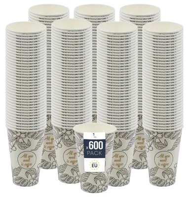 Produktbild von BenBow Kaffeebecher 400 ml x 600, Pappbecher zum Mitnehmen, Einwegbecher für Unterwegs, All You Need Is Coffee, Kaffee Becher für Büro und Kaffeemaschinen, Robust und Praktisch