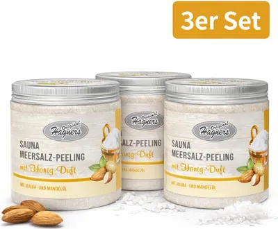 Produktbild von 3x 200 g . Original Hagners Sauna Meersalz-Peeling mit Honig-Duft