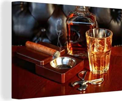 Produktbild von MuchoWow® - Leinwandbilder - Whiskey - Flasche - Karaffe, Wandbild, Wanddeko Bilder Wohnzimmer, 120x80 cm