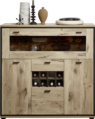 Produktbild von Highboard 125cm, Eiche mit schwarz, RINGSTED-55