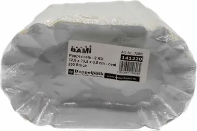 Produktbild von Pappschale, oval, 12,5x20,5x3,5cm 2 KU  250 Stück Packung