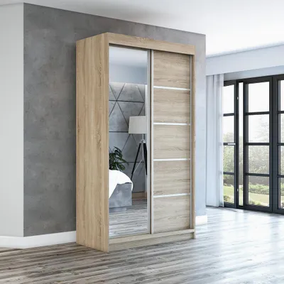 Produktbild von Schwebetürenschrank, 2-türig Schrank 120cm mit Spiegel GAP
